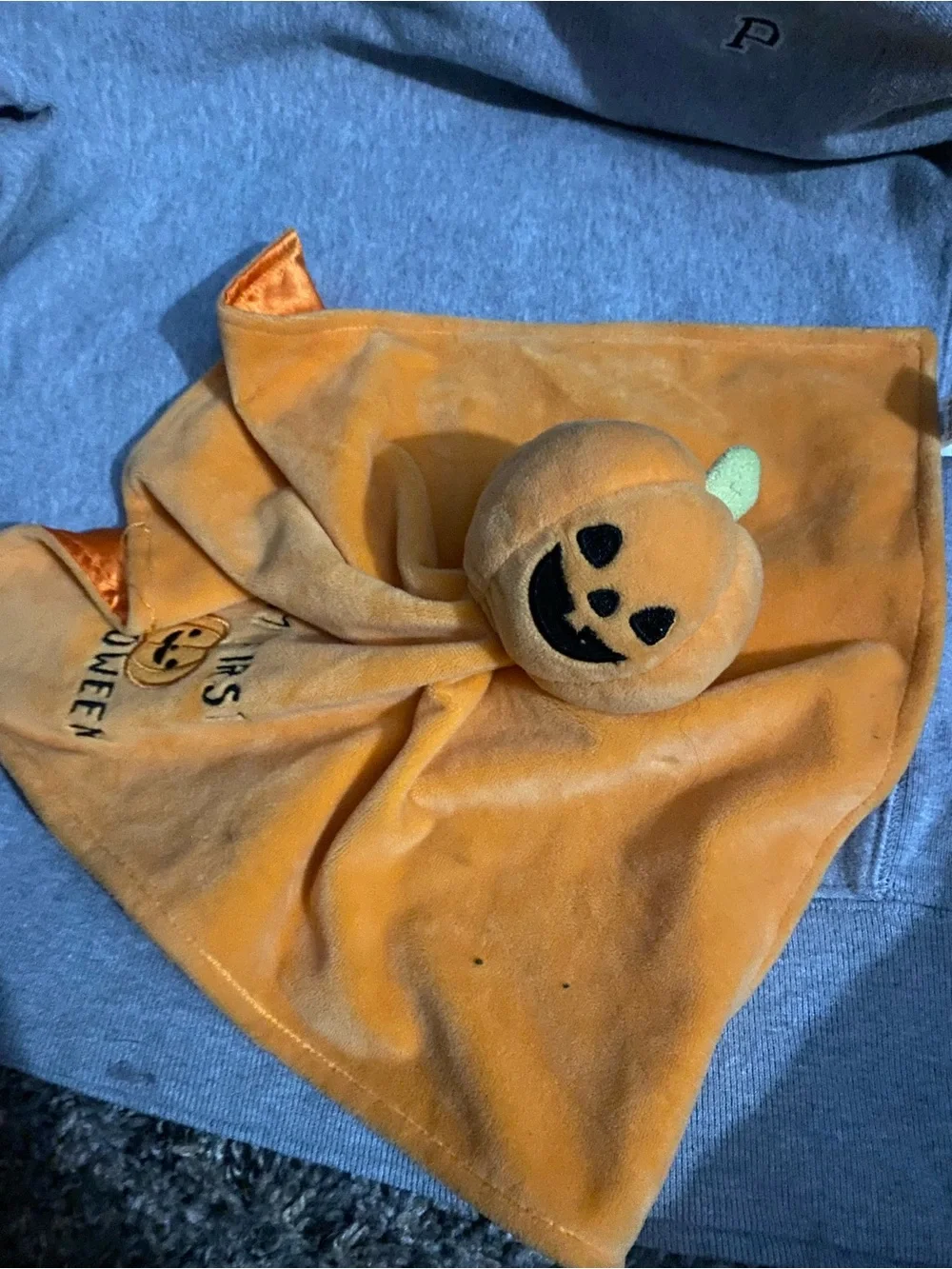 Unbranded Orange Plush Pumpkin Lovey blanket - My First Halloween